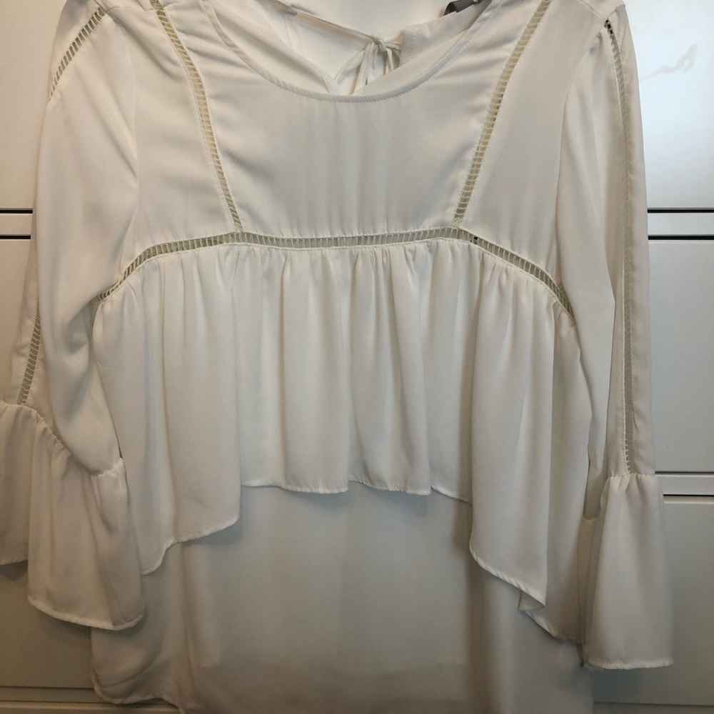 Tiered Ruffle White Blouse